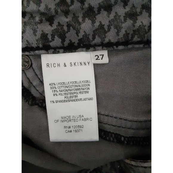 Rich & Skinny Womens Gray Houndstooth Print Low Rise Denim Skinny Jeans 27 - Picture 6 of 6